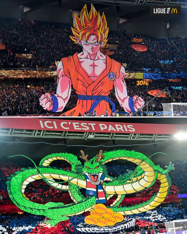 逝世一周年，法甲官推曬昔日巴黎主場龍珠TIFO：鳥山明經(jīng)典永存